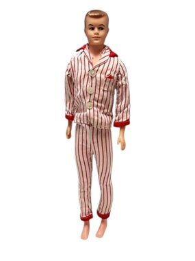 Vintage 60s Clone Ken Doll Male 12 in Fashion Doll Baseball Uniform Red White
